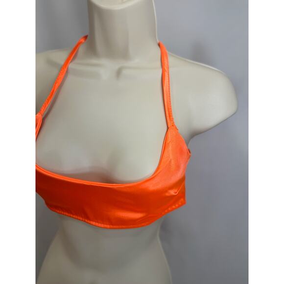 NWT PrettyLittleThing Neon Orange Satin Crop Top- Size US 4 / UK 8 - Picture 7 of 15